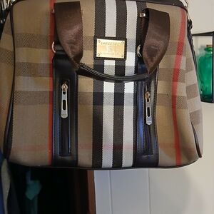 Burberry Classic Check Tote with Black Trim